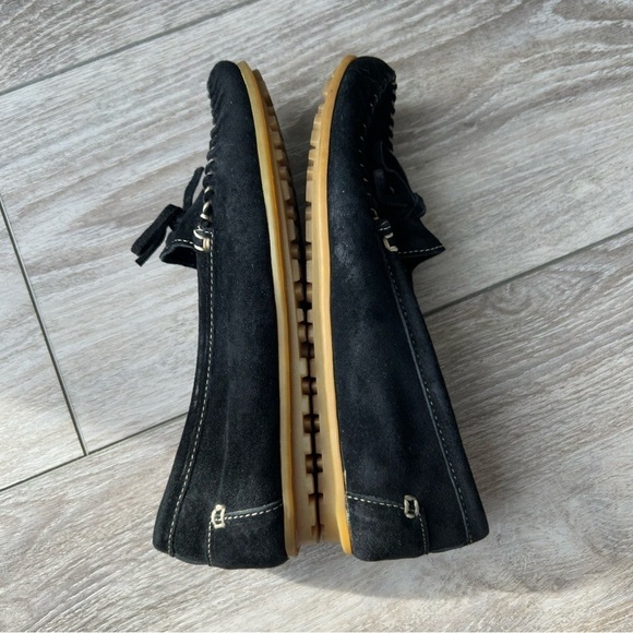 LL  Bean Black Suede Leather Slip On Loafers - Picture 9 of 13